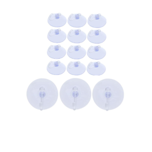 2148 - Set 12 ventosas transparentes con gancho para colgar