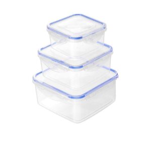 2244 - Set de 3 tuppers cuadrados herméticos de plástico (18, 15 y 13cm)