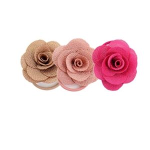 2944 - Set 3 gomitas para pelo colores flores 6cm (venta mínima 12 unidades)
