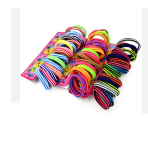 2896 - Set 6 gomitas p/pelo colores rayas chicas 5cm (venta mínima 12 unidades)