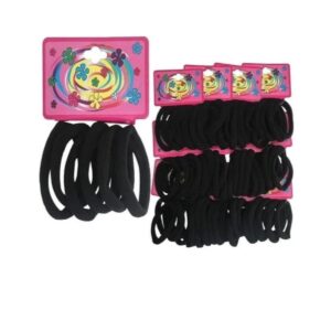 2909 - Set 6 gomitas p/ pelo negras lisas 6,5cm (venta mínima 12 unidades)