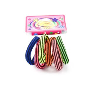 2914 - Set 6 gomitas p/pelo colores rayas grandes 7,5cm (venta mínima 12 unidades)