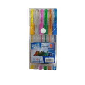 3900 - Set de 6 lapiceras colores GEL, glitter, fluor (0160)