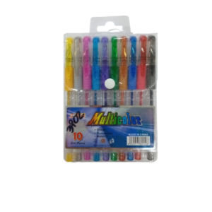 3902 - Set de 10 lapiceras colores GEL, glitter, fluor (0108)