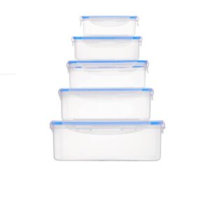 CM4134 - Oferta Caja x 30 Unid - Set 5 tuppers rect. herméticos plást.(5053)27,23,20,17,14cm