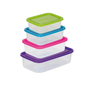 CM4123 - Oferta Caja x 48 Unid - Set 4 tuppers rect. plást (0996) 23,20,17,13,5cm