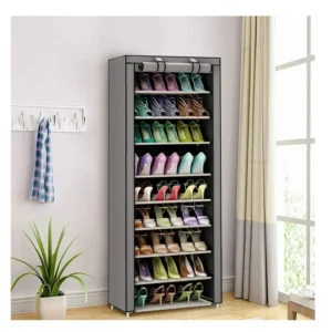 CM4370 - Oferta Caja x 16 Unid - Rack organizador de ropa c/10 estantes c/cubierta de tela y estructura de metal 1.58x58x30cm(3029)