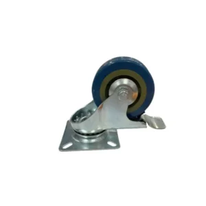4303 - Rueda giratoria goma c/base metal c/freno 65x21mm