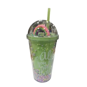 CM4320 - Oferta Caja x 60 Unid - Vaso de acrílico c/tapa rosca Brillantina y Burbujas helado 16x10cm (3450)