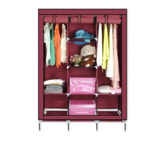 44981 - Rack organizador ropa 8 estantes, cubierta tela, estructura de metal 1.75x1.3x45cm (3306)