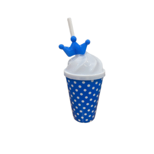 CM4347 - Oferta Caja x 360 Unid - Vaso de plástico c/tapa y sorbito lunares helado 11x9cm