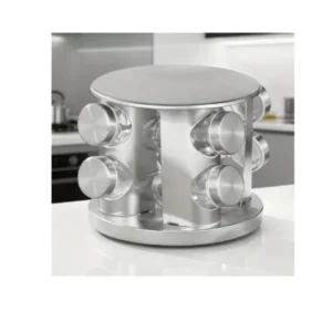 CM4478 - Oferta Caja x 12 Unid - Especiero 8 Pzas 16x19 cm (6089) acero inox. frascos vidrio