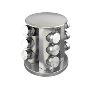 CM4479 - Oferta Caja x 9 Unid - Especiero 12 Pzas 20x19cm (7242) acero inox. frascos vidrio