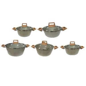 CM4491 - Oferta Caja x 4 Unid - Juego de Ollas 10 pzas antiadherentes con revestimiento en granito 20,,22,24,26 Y 28cm (2234)