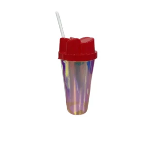 CM44996 - Oferta Caja x 360 Unid - Vaso de plástico c/ tapa y sorbito Tornasol Flor 20x10cm(3704) (Vta mínima 12 Unid)