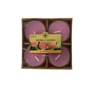 45051 - Set 4 velas aromáticas surtidas 4x2.5cm (0208) c/ porta vela vidrio