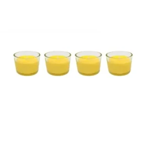 45050 - Set 4 velas aromáticas surtidas 4,5x2.5cm (0242) c/ porta vela vidrio