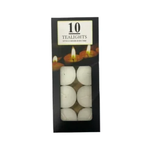 45060 - Set 10 velas chatas blancas 4x1cm (0121)