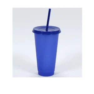 CM44997 - Oferta Caja x 360 Unid - Vaso de plástico c/ tapa y sorbito Multicolor liso 18x10 cm (Vta mínima 10 Unid)