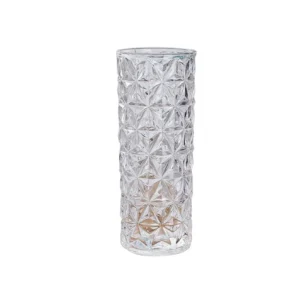 45065 - Florero vidrio estriado cilindro 19.5x8cm (4277)