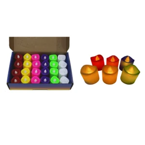 45062 - Set 24 velas LED luz cálida colores 3x4cm