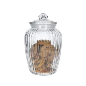 CM4460 - Oferta Caja x 18 Unid - Bollón, caramelera vidrio labrada c/tapa 24x13cm (0025)