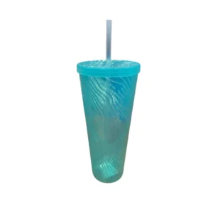 45044 - Vaso de plástico c/ tapa y sorbito texturado 23x10cm (9079)(Vta mínima 6Uni)